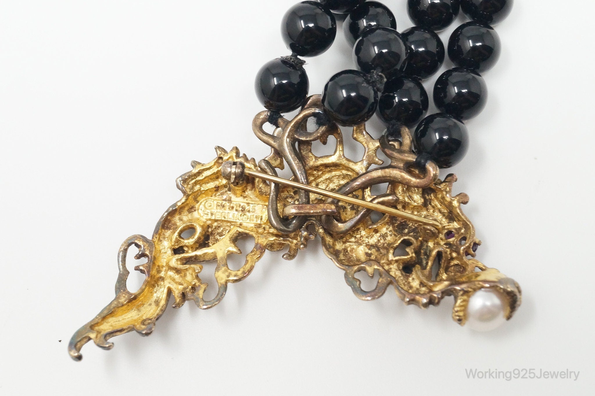 1987 Franklin Mint Year Of The Dragon Gold Vermeil Sterling Silver Pin Necklace | Jewelry > Necklaces > Pendants | Wiccan Center