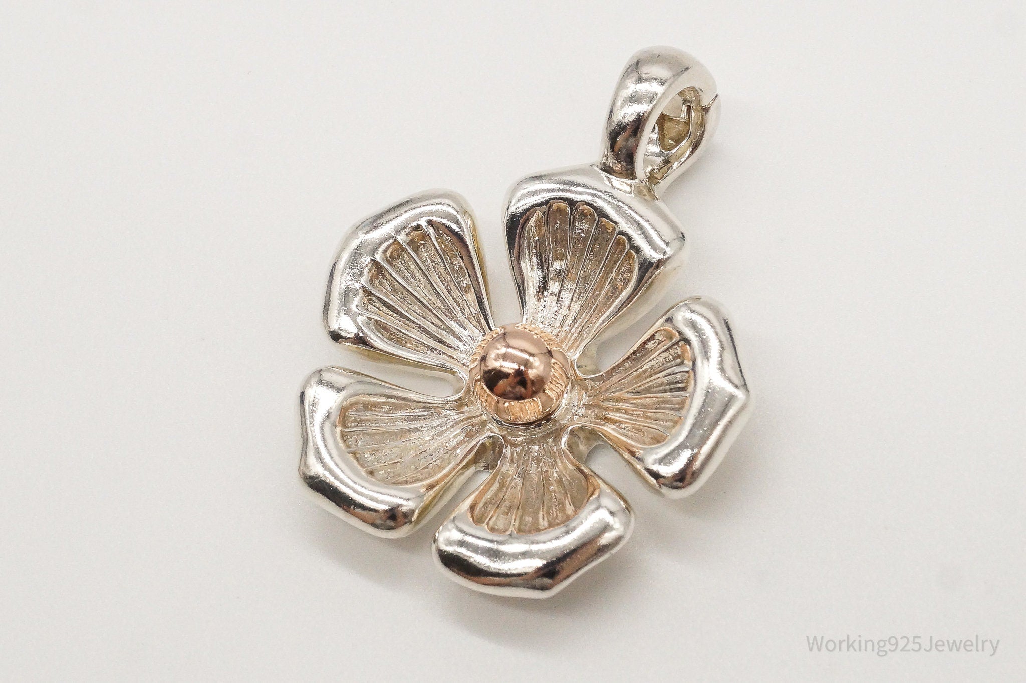 Vintage Large Espo 14K Gold Sterling Silver Quote Flower Pendant | Jewelry > Necklaces > Pendants | Wiccan Center