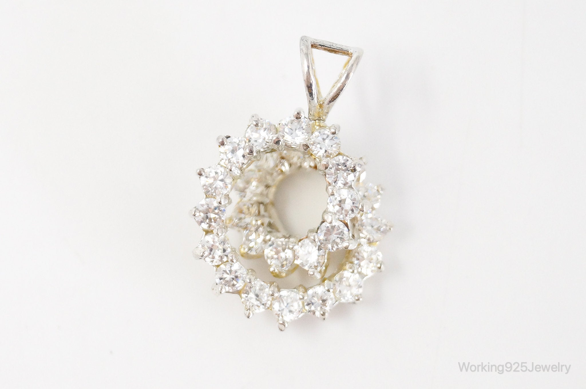 Vintage Art Deco Cubic Zirconia Sterling Silver Necklace Pendant | Jewelry > Necklaces > Pendants | Wiccan Center