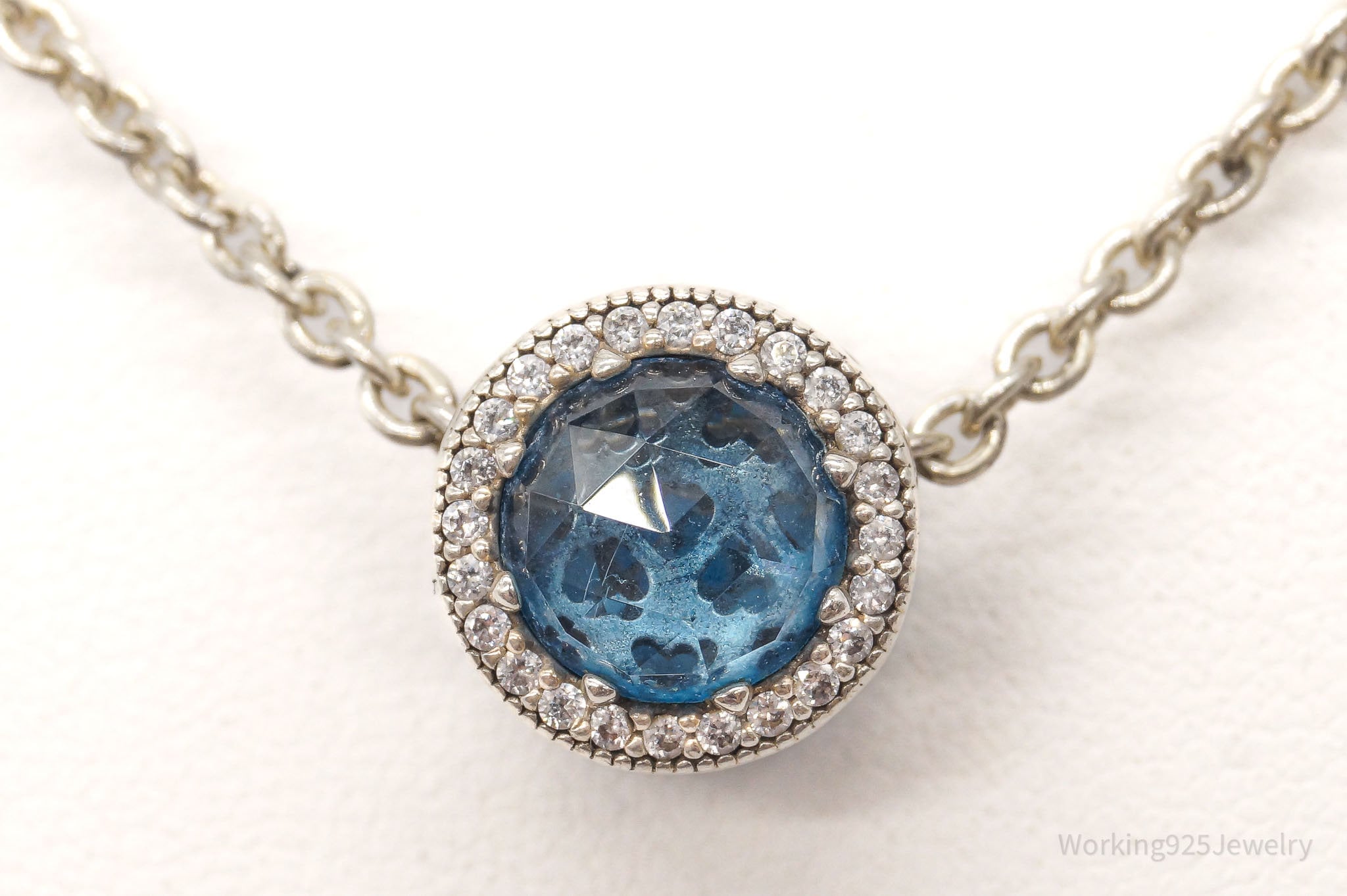 Pandora Blue Crystal Cubic Zirconia Sterling Silver Necklace | Jewelry > Necklaces > Pendants | Wiccan Center