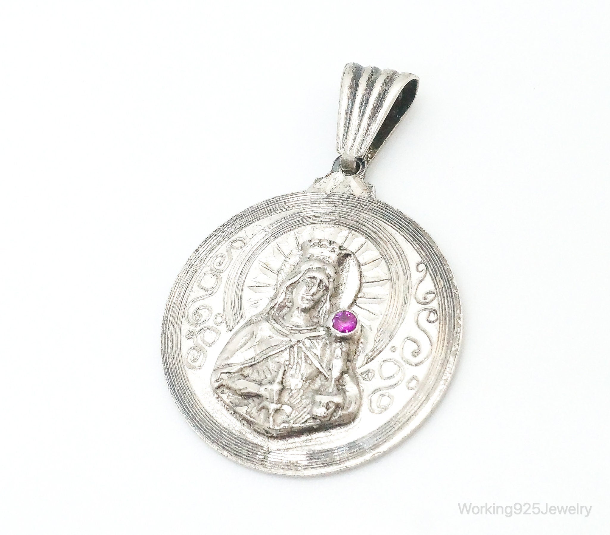 Vintage Ruby Religious Sterling Silver Pendant Charm | Jewelry > Necklaces > Pendants | Wiccan Center