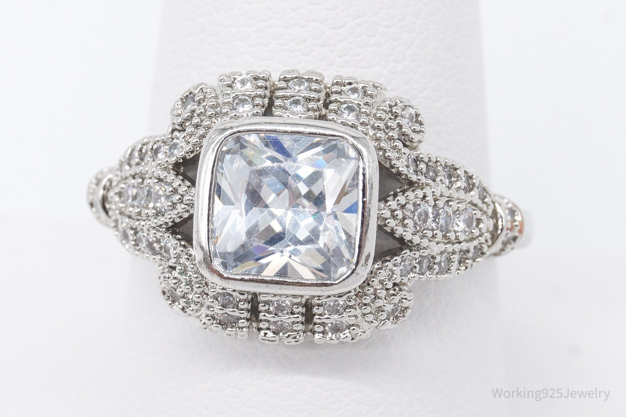 Vintage White Topaz Sterling Silver Plated Ring - Size 9 | Jewelry > Rings | Wiccan Center
