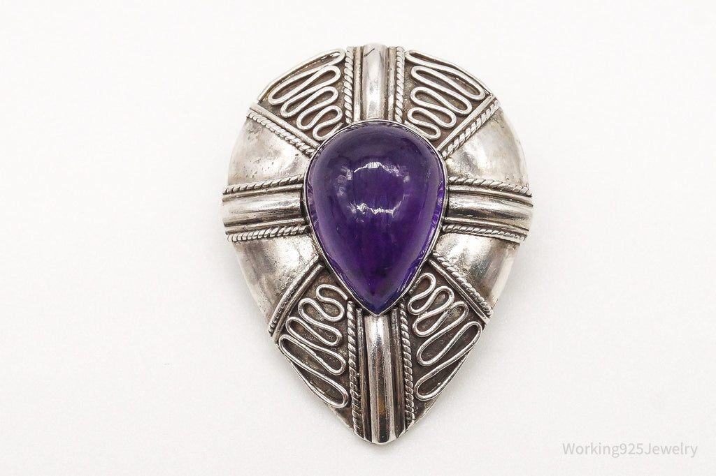 Vintage Amethyst Bali Sterling Silver Brooch Pin Pendant | Jewelry > Necklaces > Pendants | Wiccan Center