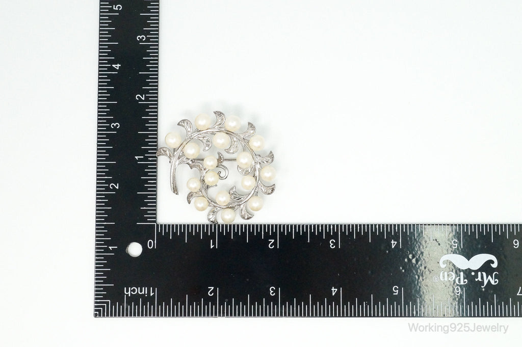 Large Antique Faux Pearl Sterling Silver Brooch Pin | Jewelry > Brooches, Pins & Clips | Wiccan Center