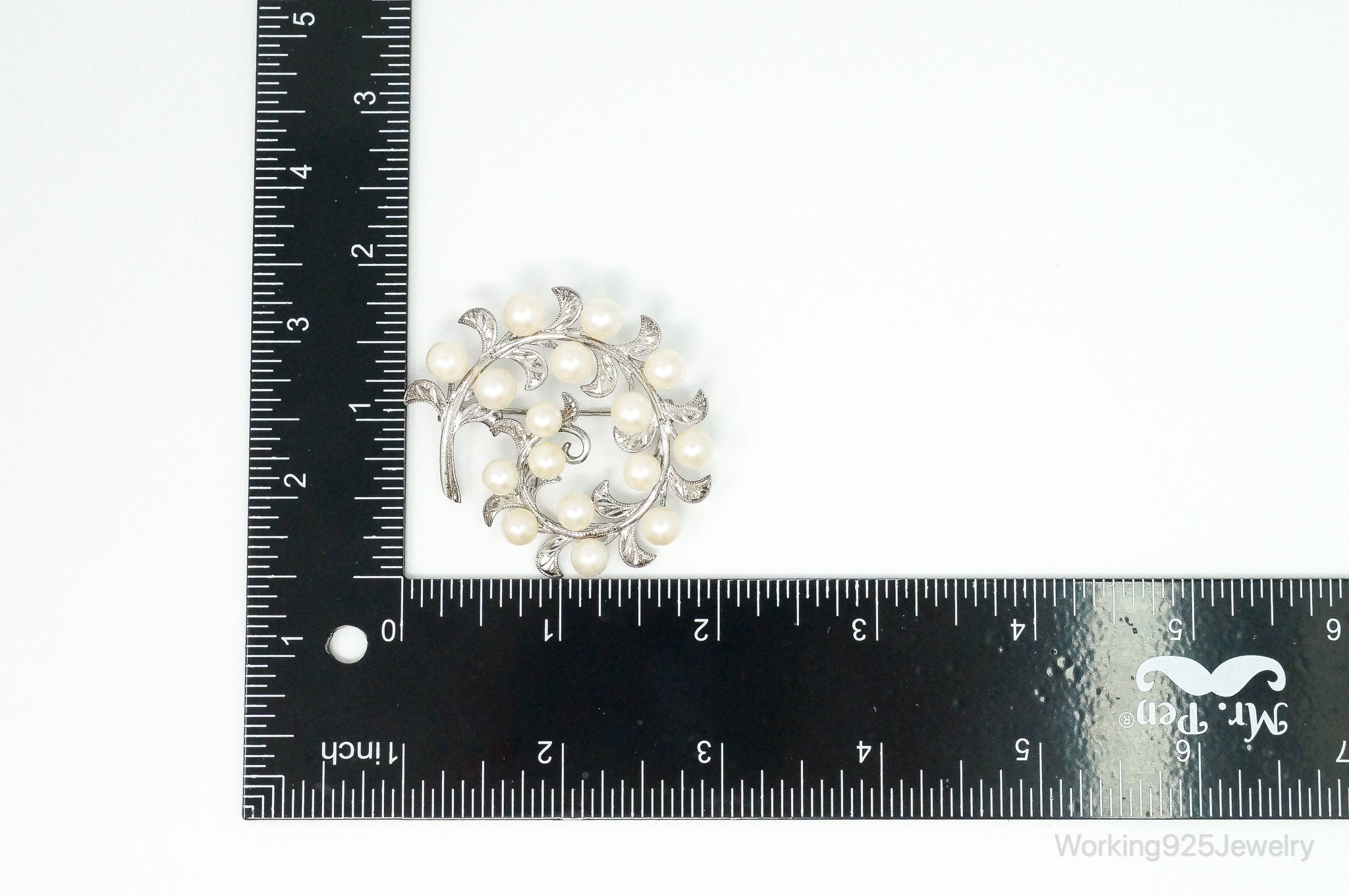 Large Antique Faux Pearl Sterling Silver Brooch Pin | Jewelry > Brooches, Pins & Clips | Wiccan Center