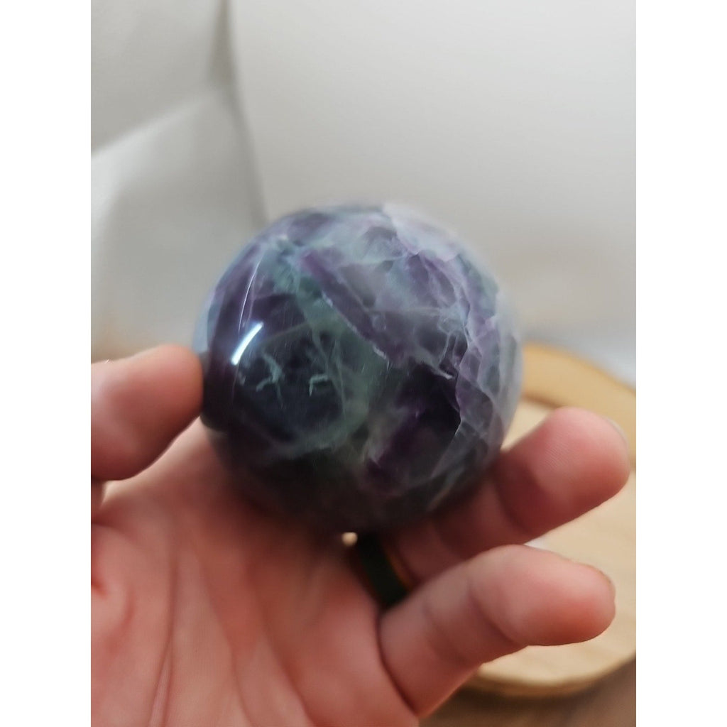 1.09lb Natural Rainbow Fluorite Quartz Crystal Sphere Ball Polished | Crystal Spheres & Eggs | Wiccan Center