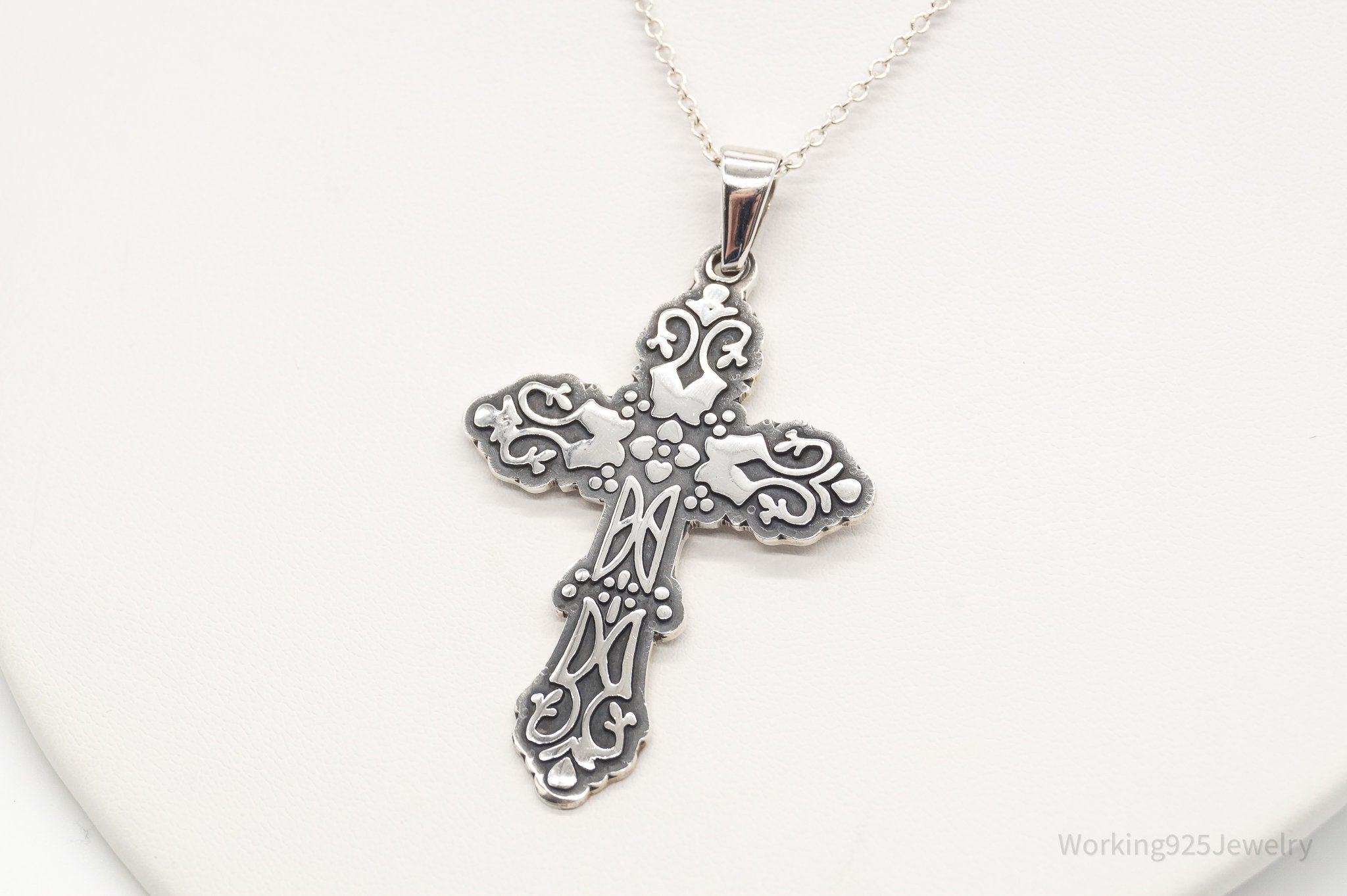Vintage Large Mexico Artisan CII Cross Sterling Silver Necklace | Jewelry > Necklaces > Pendants | Wiccan Center