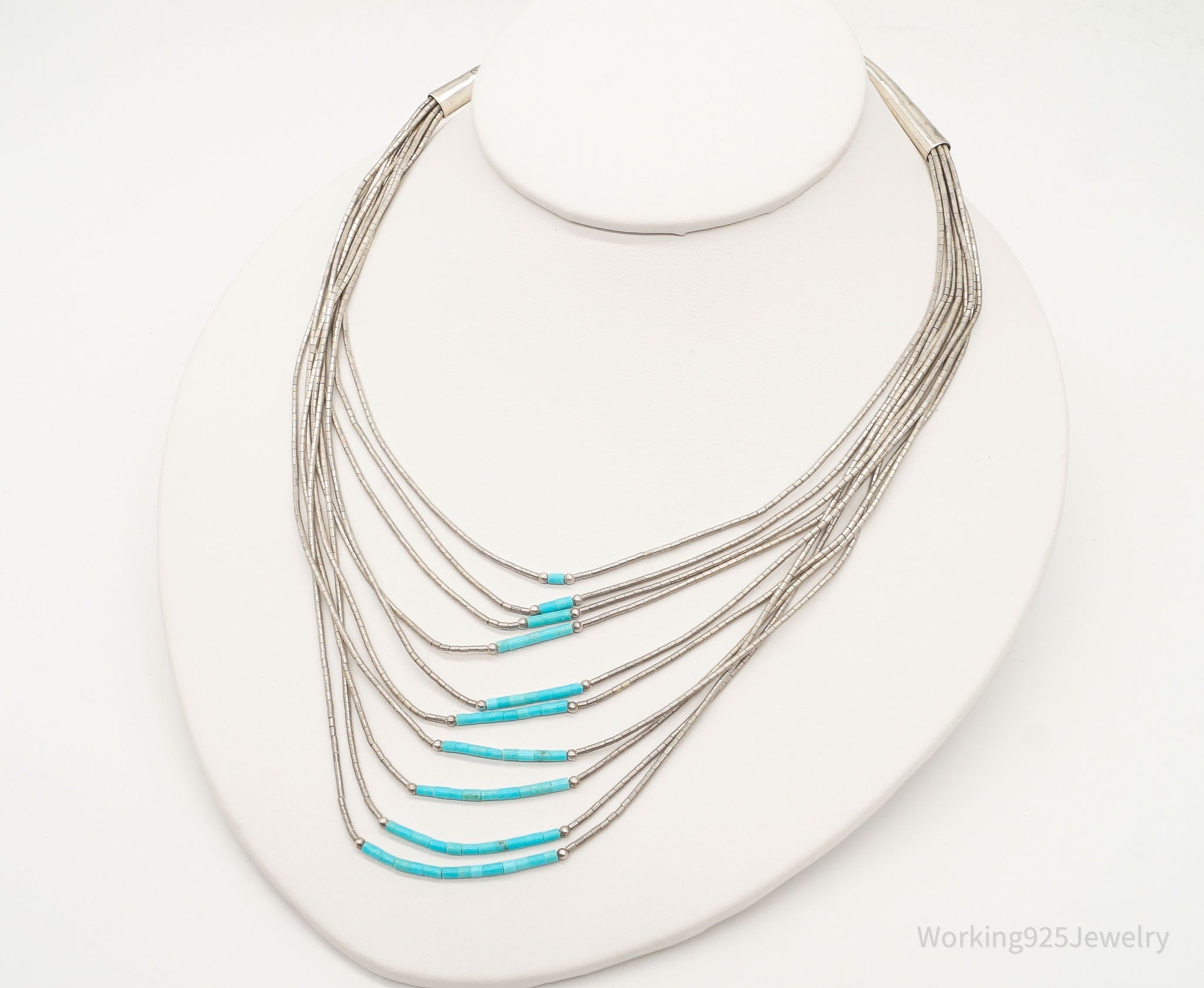 Vintage Native American Turquoise Silver Bead Necklace | Jewelry > Necklaces > Pendants | Wiccan Center