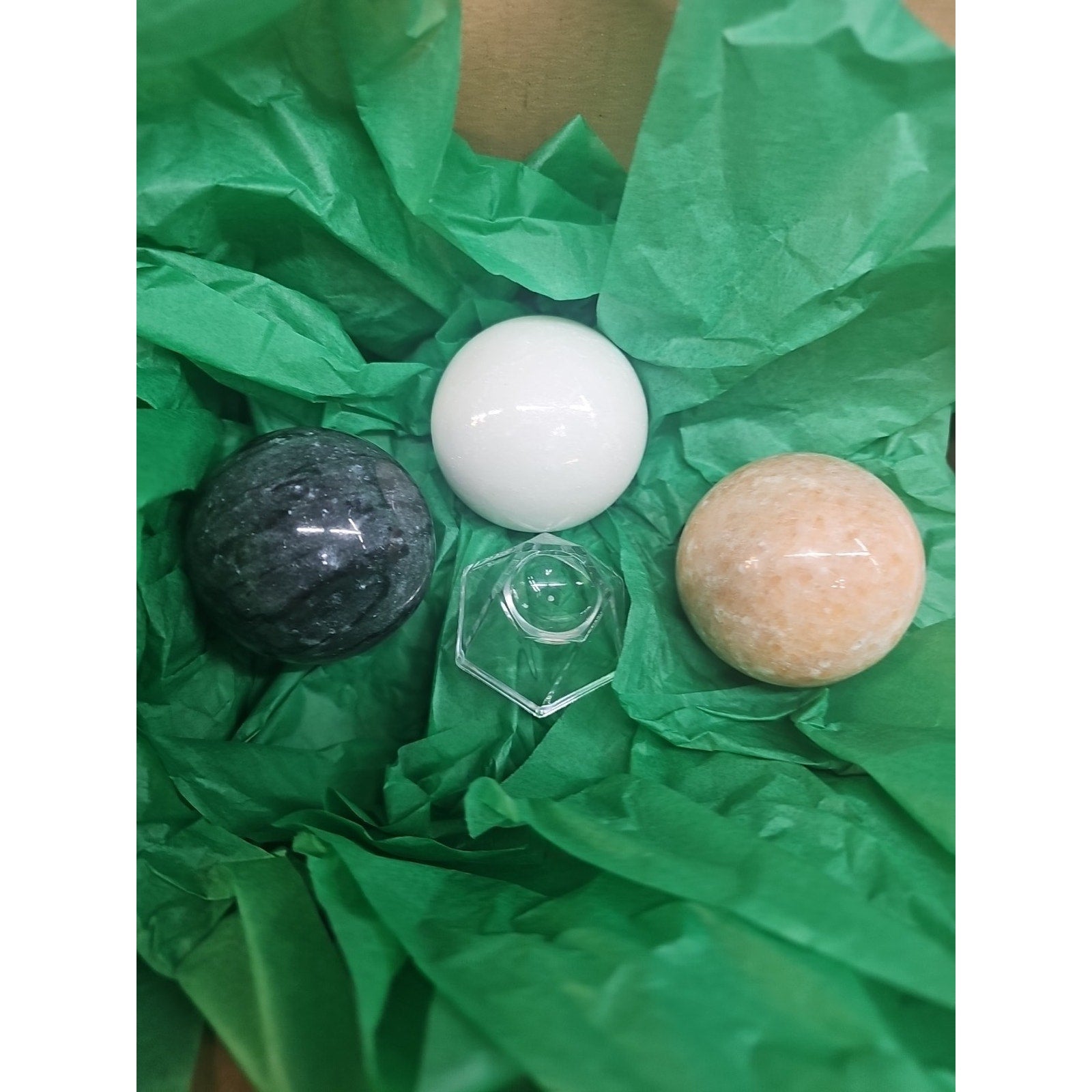 Ocean Jasper Spheres Set Of 3 Random Selection W/stands