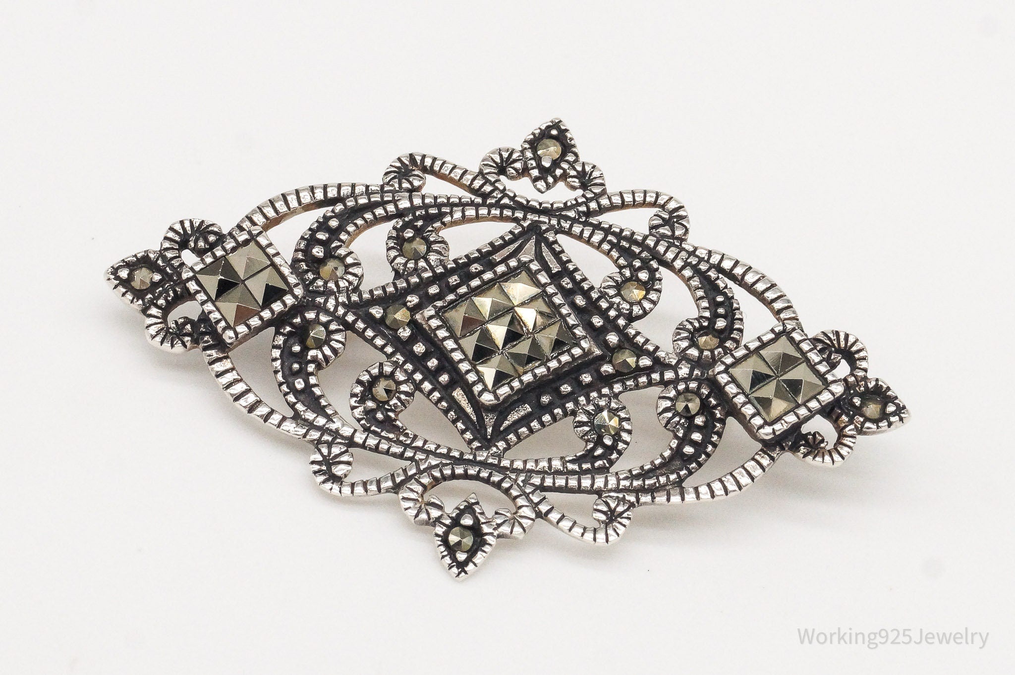 Vintage Marcasite Art Deco Sterling Silver Brooch Pin | Jewelry > Brooches, Pins & Clips | Wiccan Center