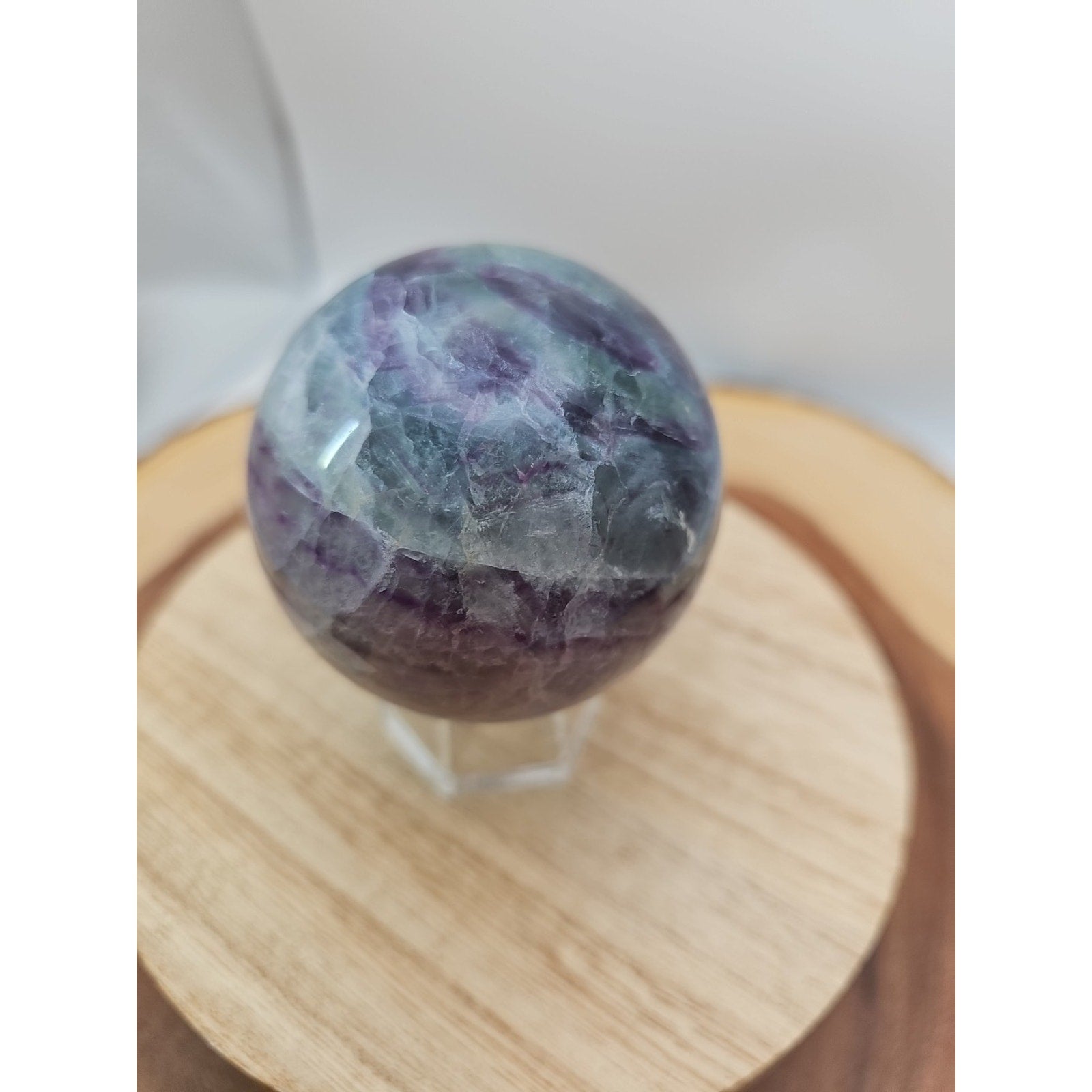 1.09lb Natural Rainbow Fluorite Quartz Crystal Sphere Ball Polished | Crystal Spheres & Eggs | Wiccan Center