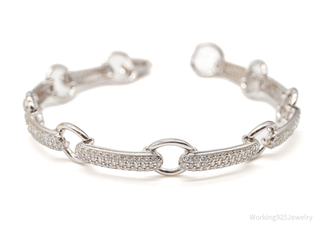 Vintage Designer Cubic Zirconia Open Link Sterling Silver Bracelet | Jewelry > Bracelets | Wiccan Center