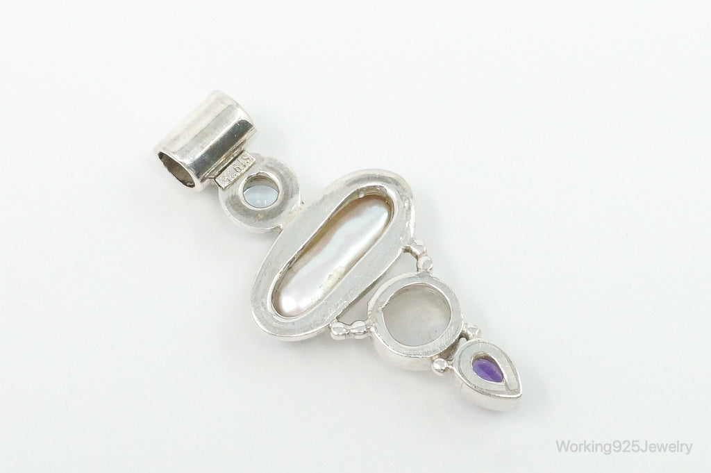 Large SJ Amethyst Blue Topaz Moonstone Iolite Sterling Silver Pendant | Jewelry > Necklaces > Pendants | Wiccan Center