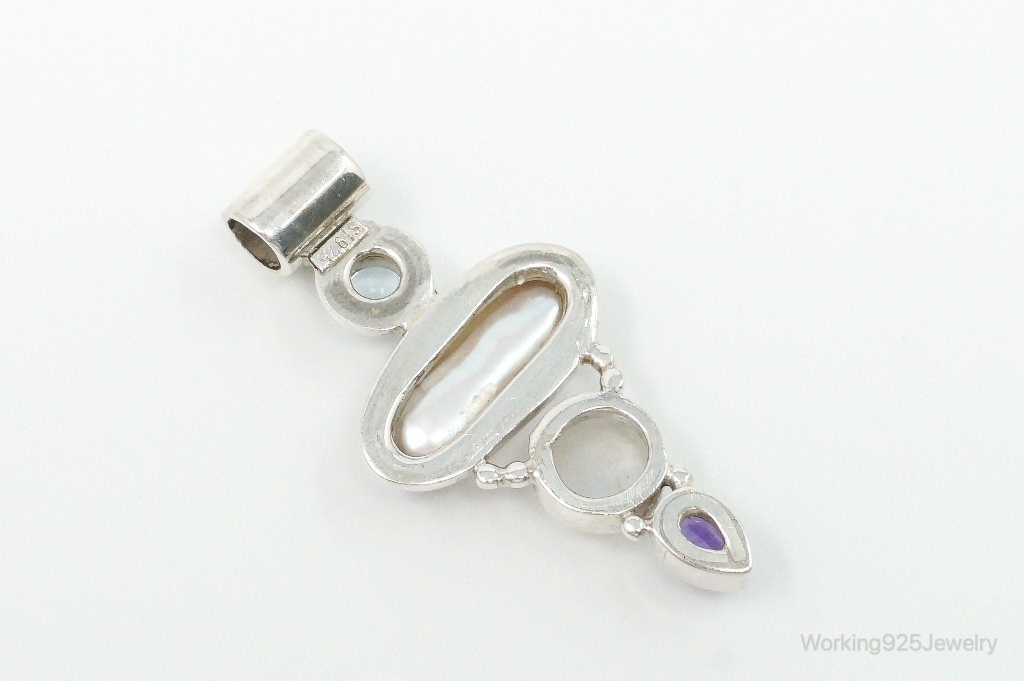 Large SJ Amethyst Blue Topaz Moonstone Iolite Sterling Silver Pendant | Jewelry > Necklaces > Pendants | Wiccan Center