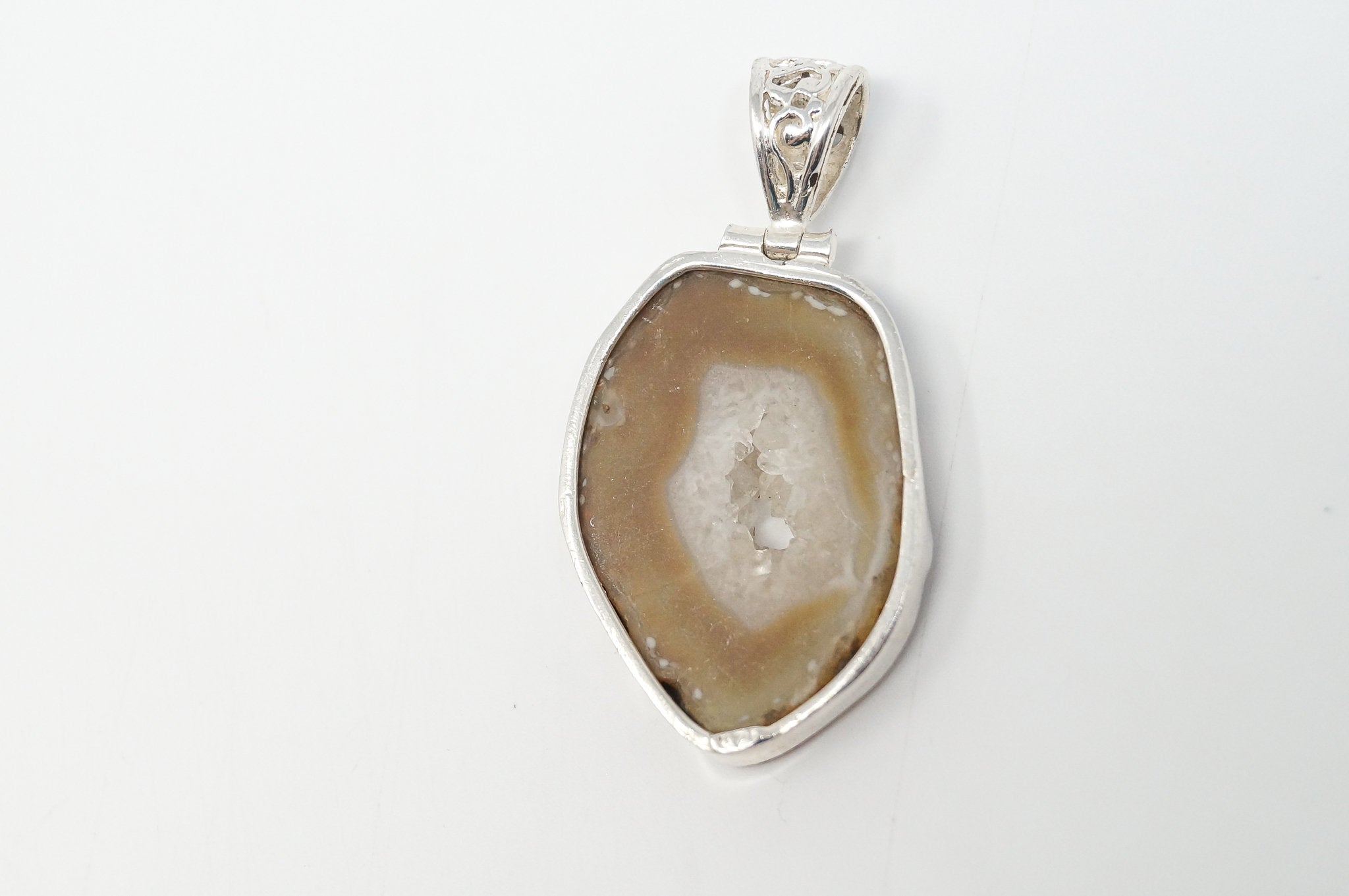 Vintage Brown Crazy Lace Agate Sterling Silver Necklace Pendant | Jewelry > Necklaces > Pendants | Wiccan Center