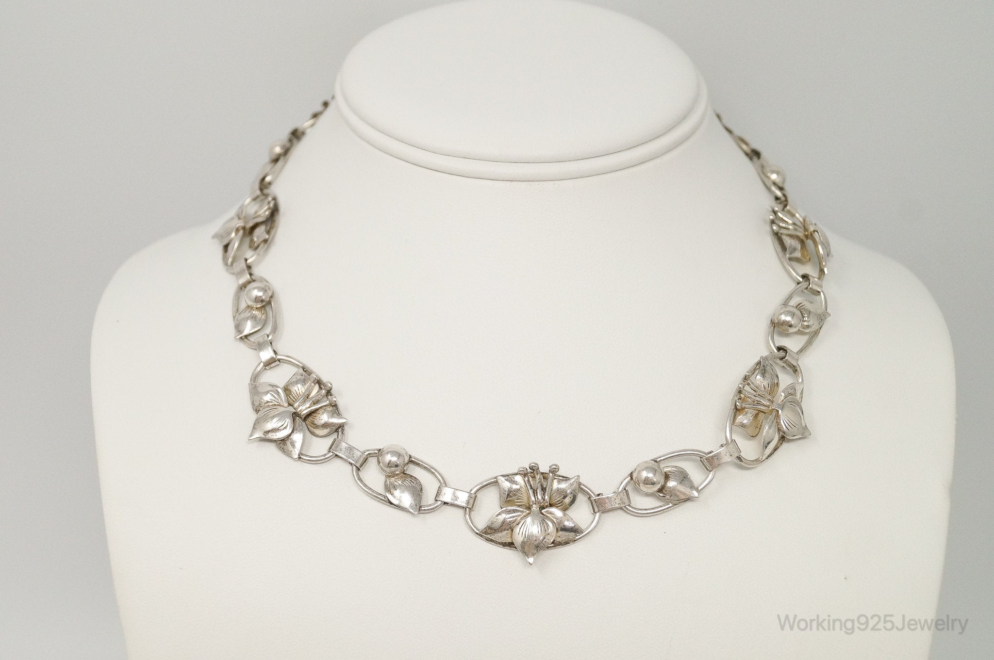 Lang Antiques Floral Link Sterling Silver Necklace | Jewelry > Necklaces > Pendants | Wiccan Center