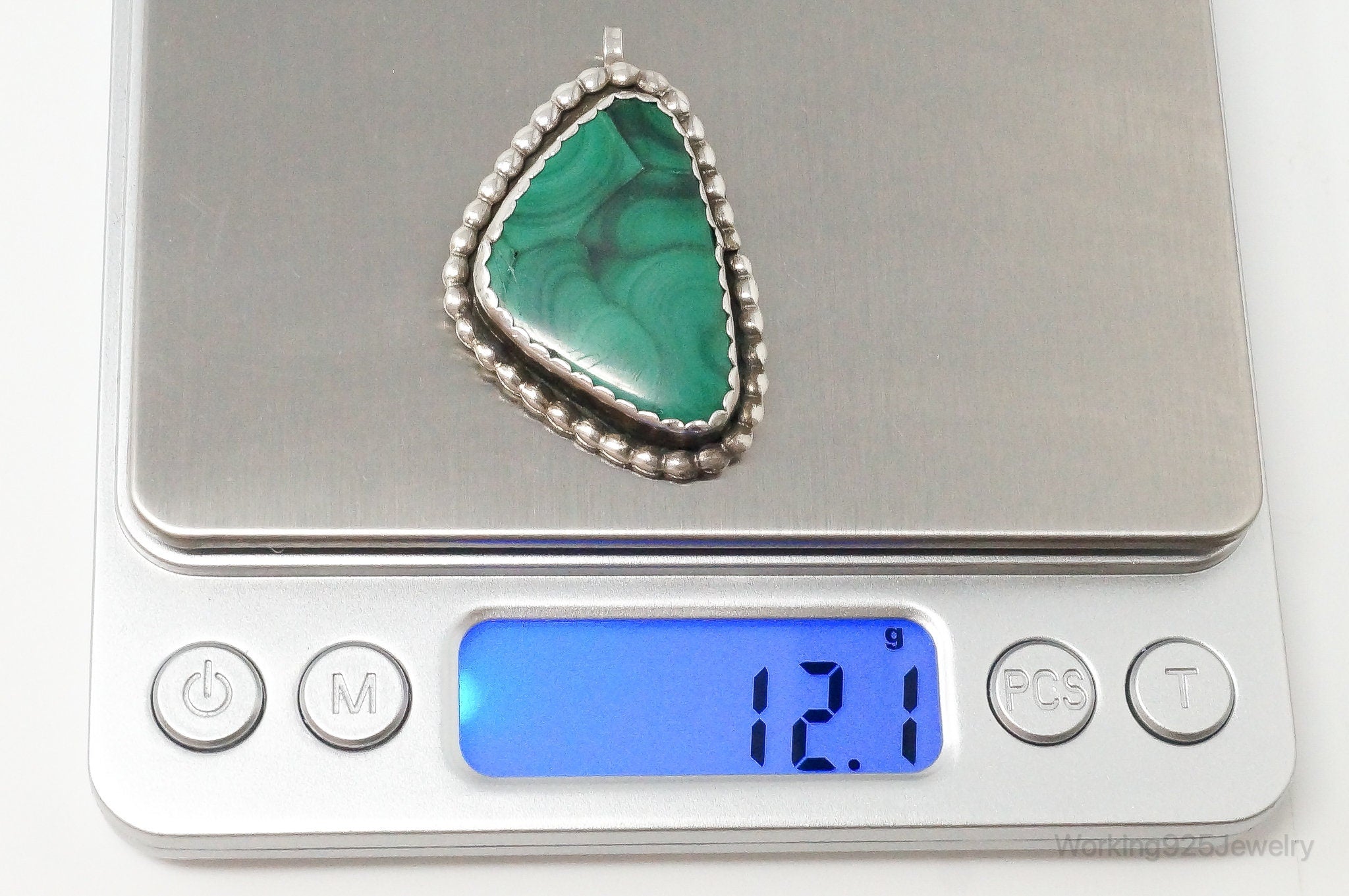 Large Vintage Native American Unsigned Malachite Sterling Silver Pendant | Jewelry > Necklaces > Pendants | Wiccan Center
