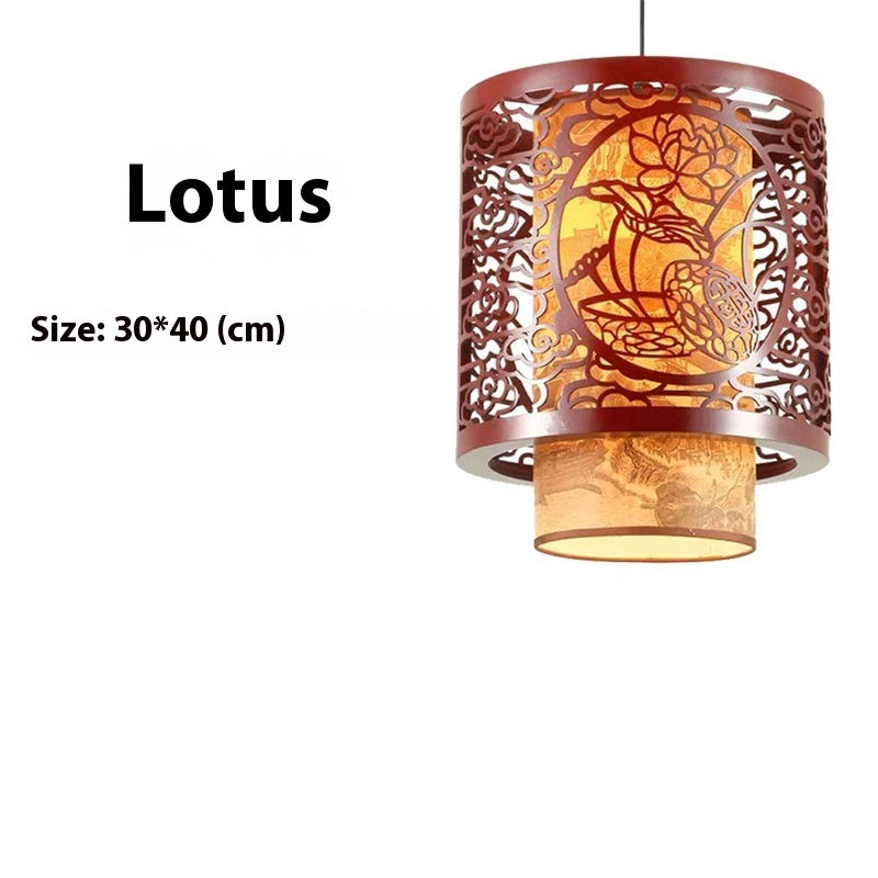 Chinese Antique Style Wooden and Fabric Lanterns