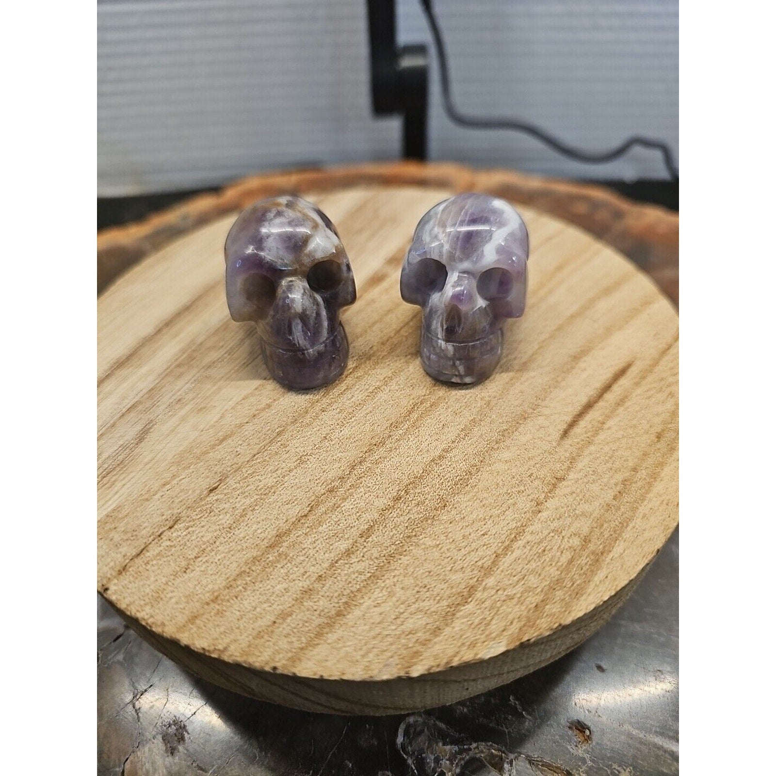 Dream Amethyst Crystal Skull Pair — 93g, Polished Display Pieces | CrystalCloud Company | Crystal Carvings & Skulls | Wiccan Center