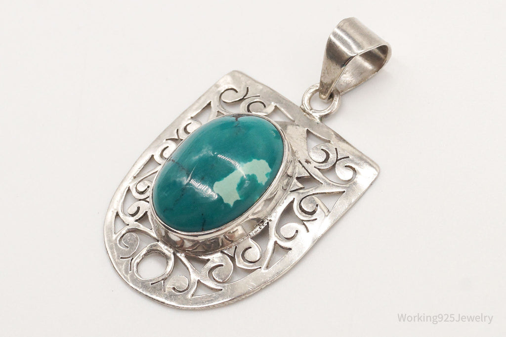 Vintage Large Turquoise Sterling Silver Necklace Pendant | Jewelry > Necklaces > Pendants | Wiccan Center