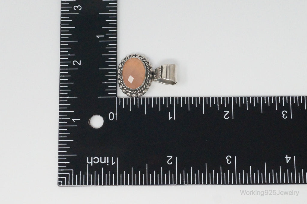 Vintage Native American Peach Chalcedony Sterling Silver Necklace Pendant | Jewelry > Necklaces > Pendants | Wiccan Center