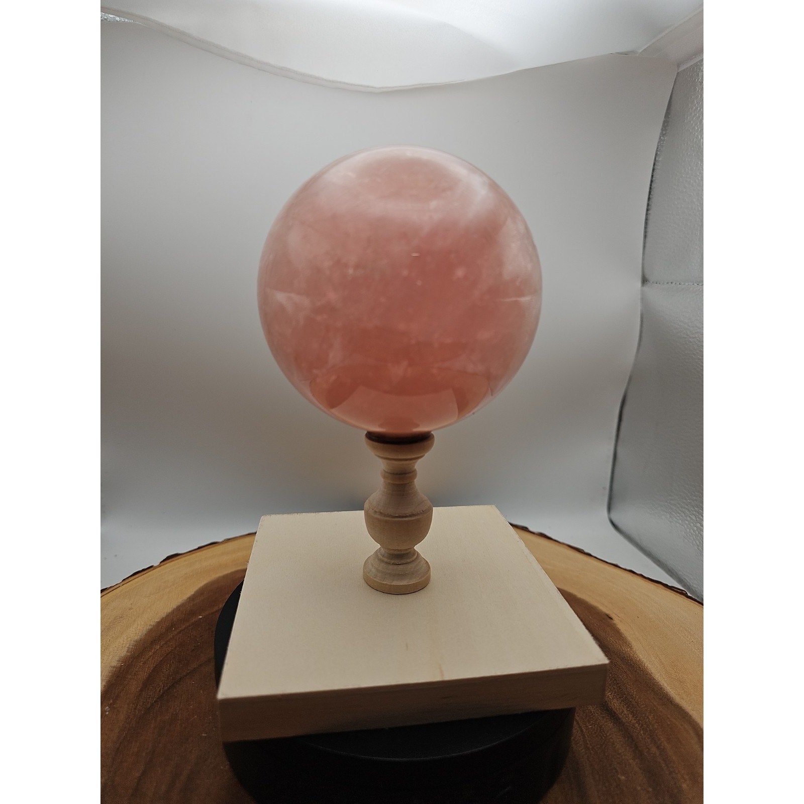 3.04LB Natural Pink Rose Quartz Crystal Sphere 98-107mm W/stand | Crystal Spheres & Eggs | Wiccan Center
