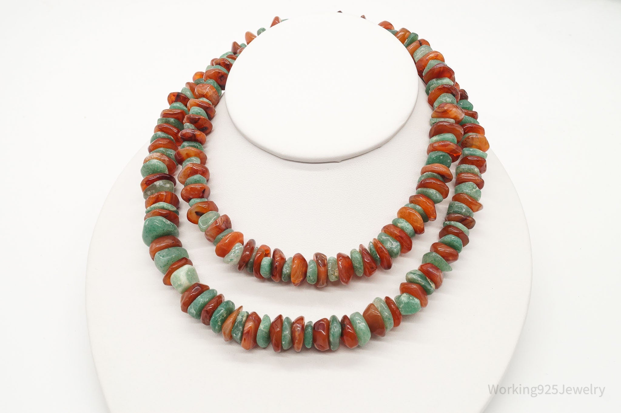 Chunky Vintage Aventurine Carnelian Beaded Necklace 30" | Jewelry > Necklaces > Pendants | Wiccan Center