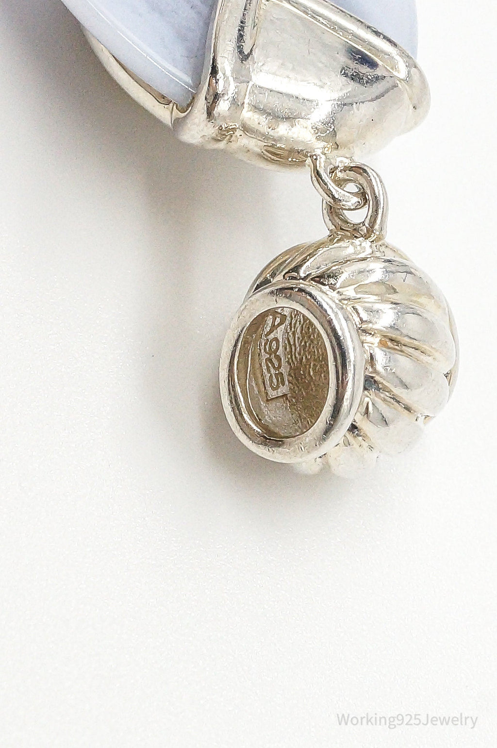 Large Vintage Blue Lace Agate Sterling Silver Pendant | Jewelry > Necklaces > Pendants | Wiccan Center