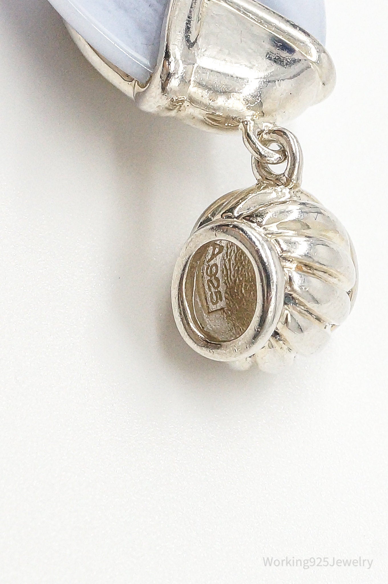Large Vintage Blue Lace Agate Sterling Silver Pendant | Jewelry > Necklaces > Pendants | Wiccan Center