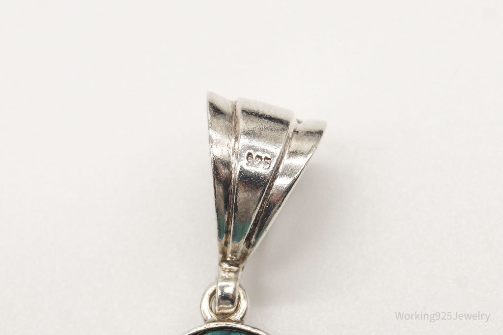 Vintage Large Turquoise Sterling Silver Necklace Pendant | Jewelry > Necklaces > Pendants | Wiccan Center