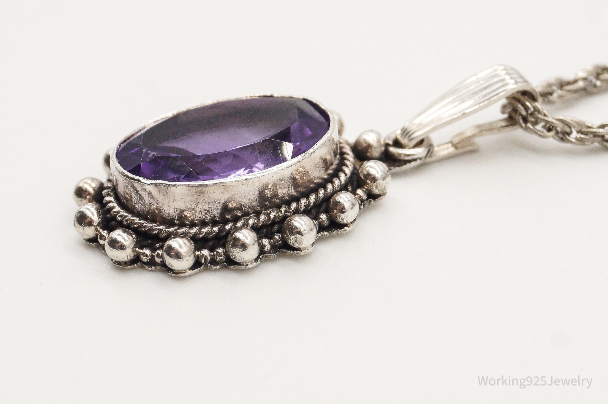 Vintage Amethyst Sterling Silver Chain Necklace | Jewelry > Necklaces > Pendants | Wiccan Center