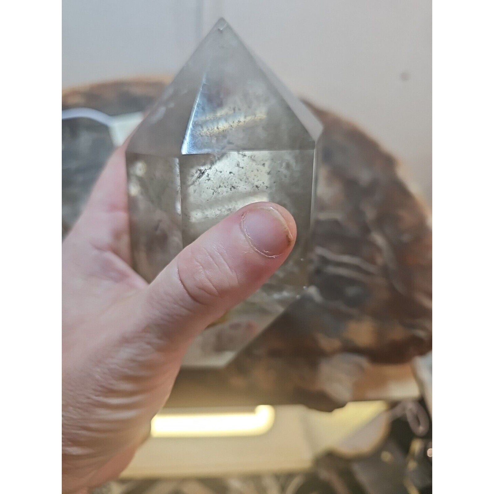 Green Ghost Phantom Quartz Crystal Obelisk — 2.7 lbs, Madagascar | CrystalCloud Company