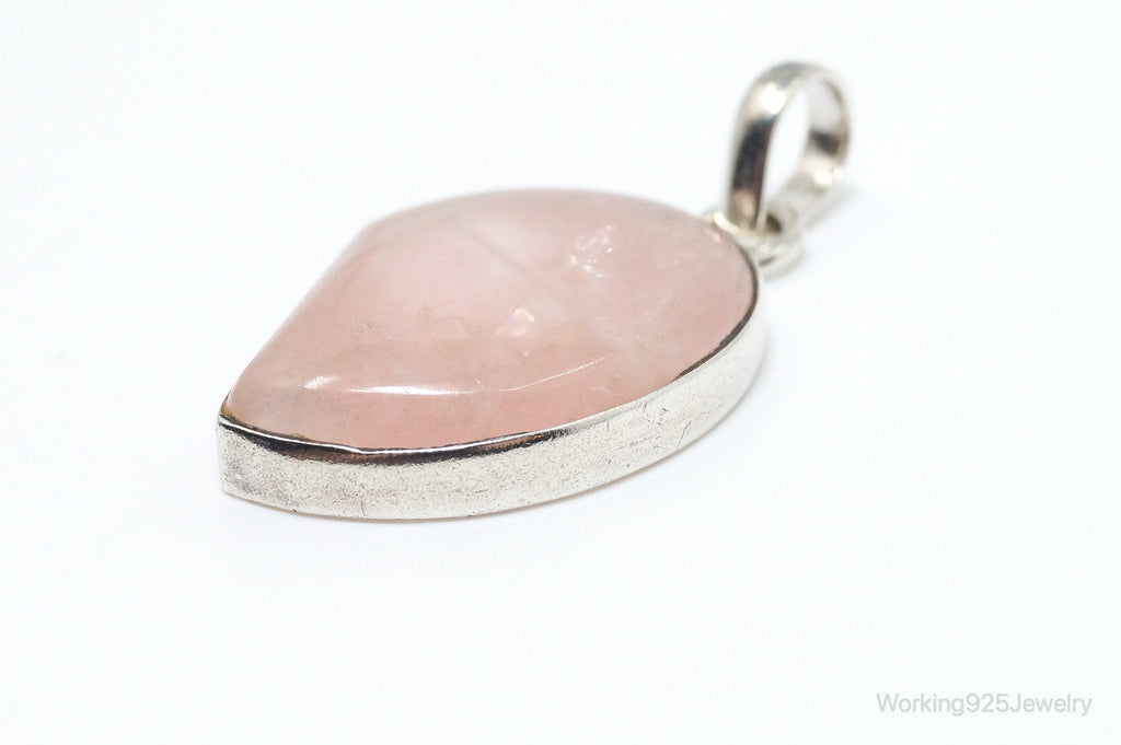 Large Vintage Rose Quartz Sterling Silver Necklace Pendant | Jewelry > Necklaces > Pendants | Wiccan Center