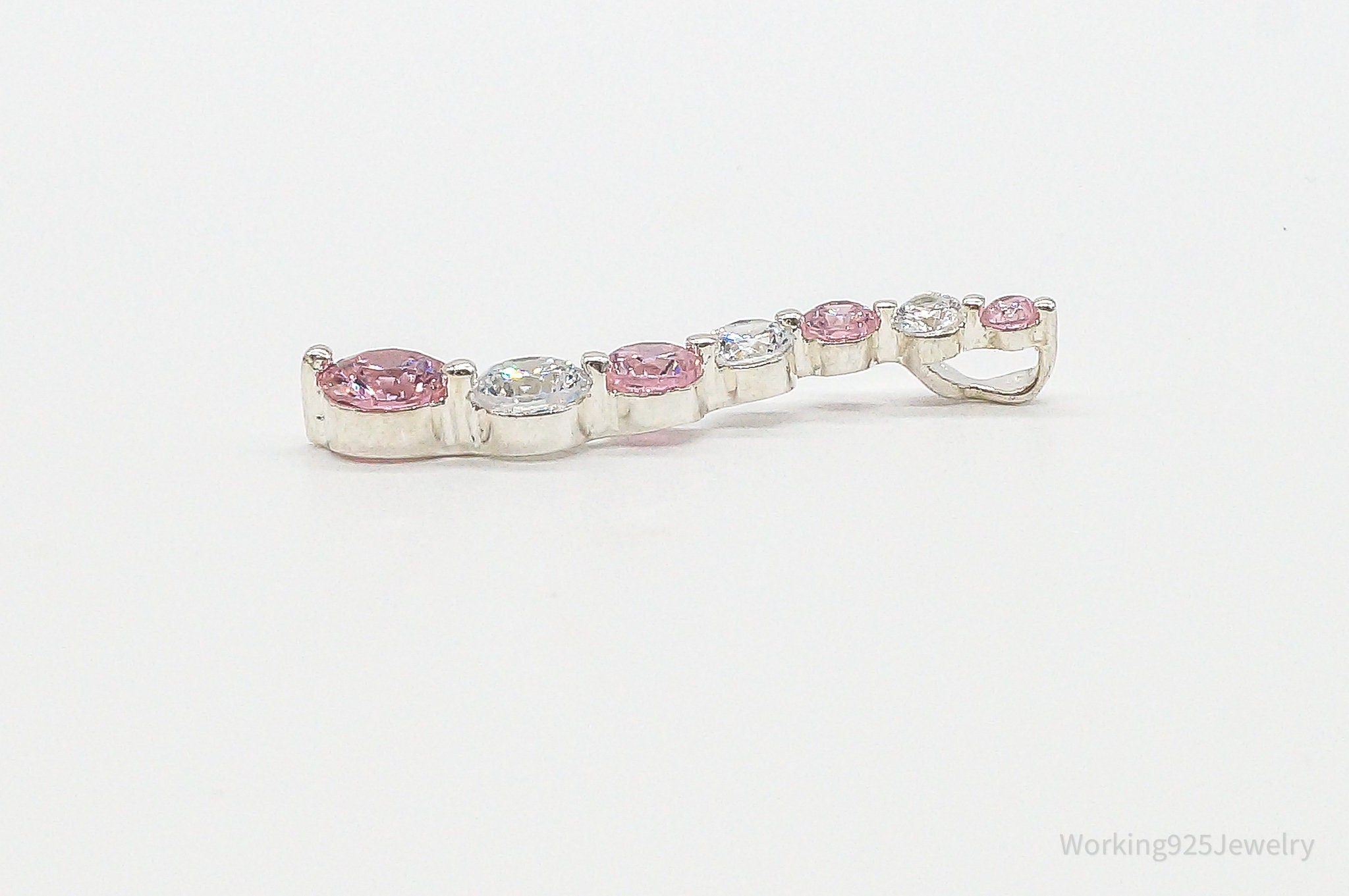 Vintage Pink & White Cubic Zirconia Sterling Silver Pendant | Jewelry > Necklaces > Pendants | Wiccan Center