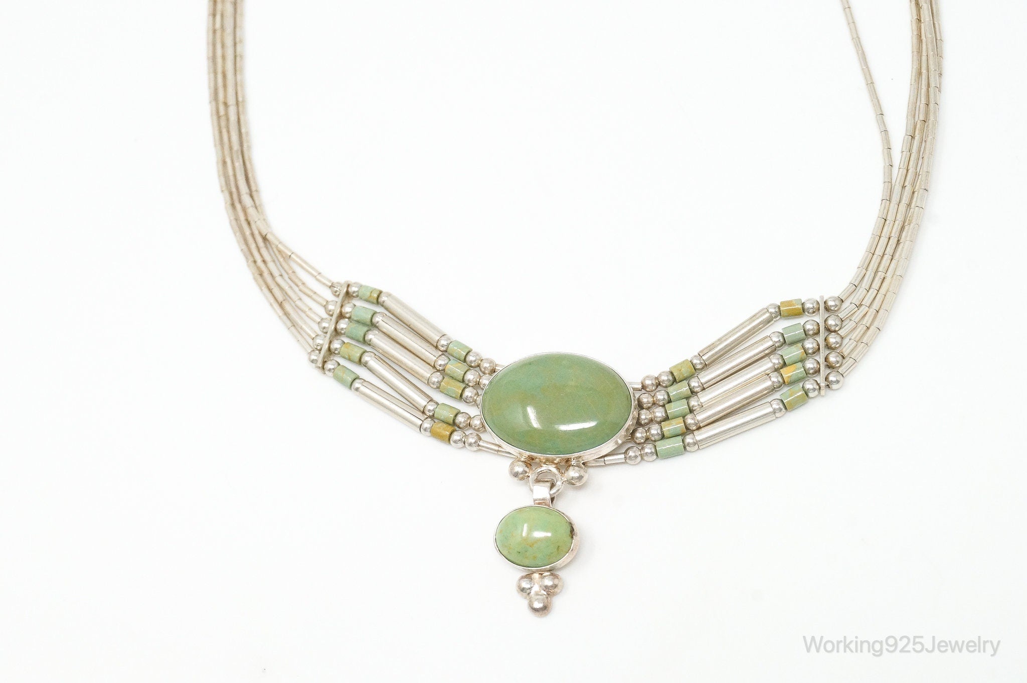 QT Turquoise Pendant On Carolyn Pollack Bead Sterling Silver Necklace Chain | Jewelry > Necklaces | Wiccan Center