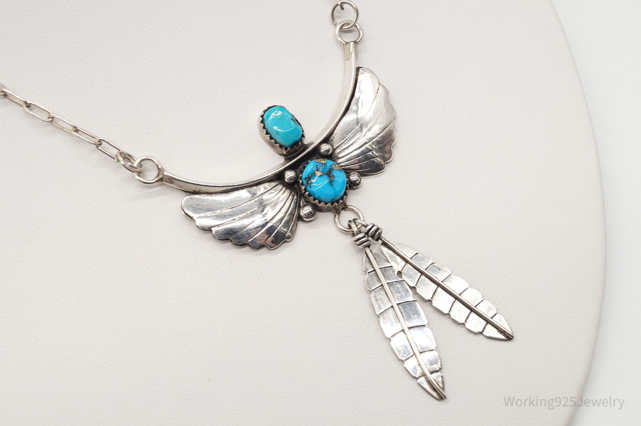 Vintage Native American LG Turquoise Sterling Silver Necklace | Jewelry > Necklaces > Pendants | Wiccan Center