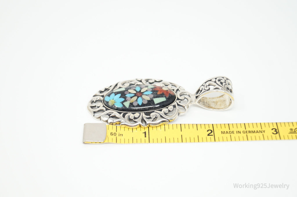 Vintage Carolyn Pollack Relios Multi Gem Flower Sterling Silver Pendant | Jewelry > Necklaces > Pendants | Wiccan Center