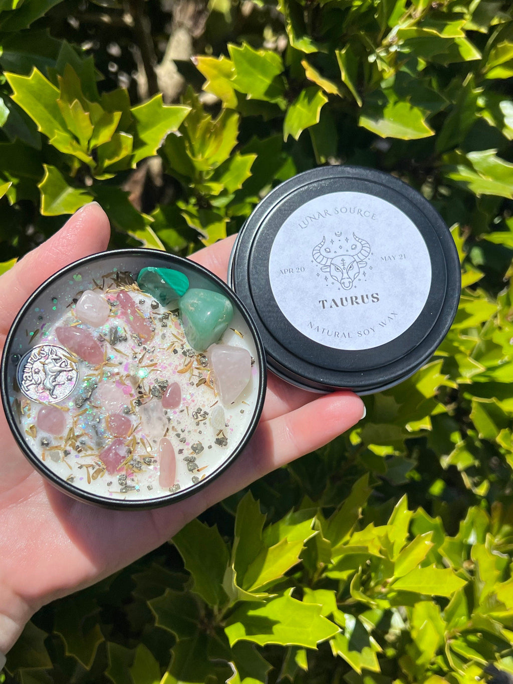 Taurus Candle | May Zodiac Sign Ritual Altar Intention Happy Birthday Gift Bull Season Crystal Charm Pendant Herbal Birth Natal Astrology | | Wiccan Center