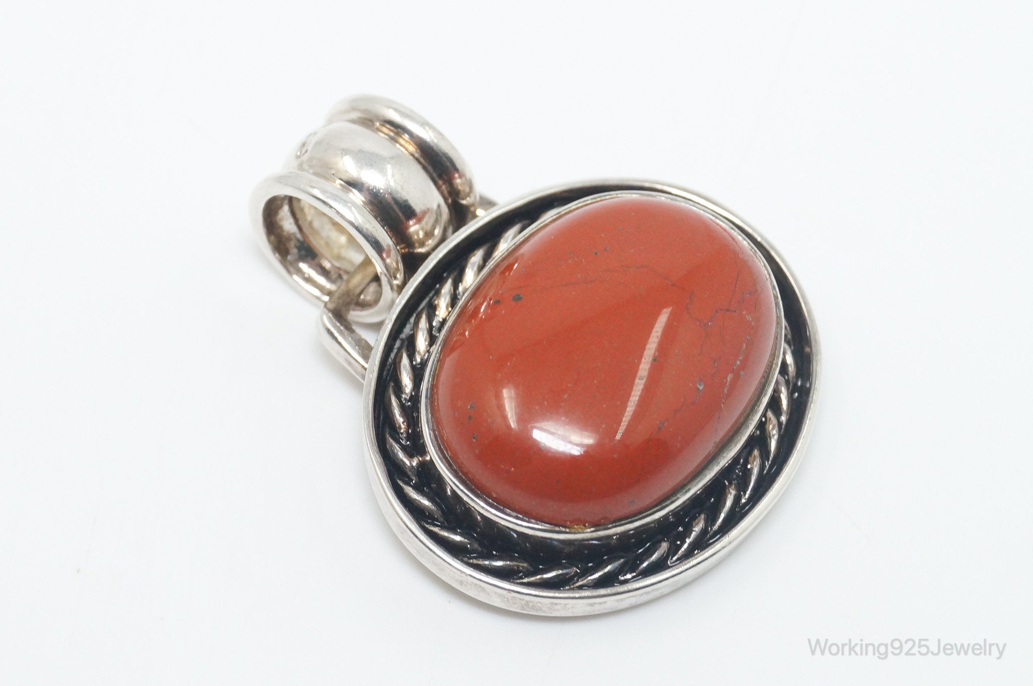 Vintage Large Designer DBJ Red Jasper Sterling Silver Necklace Pendant | Jewelry > Necklaces > Pendants | Wiccan Center