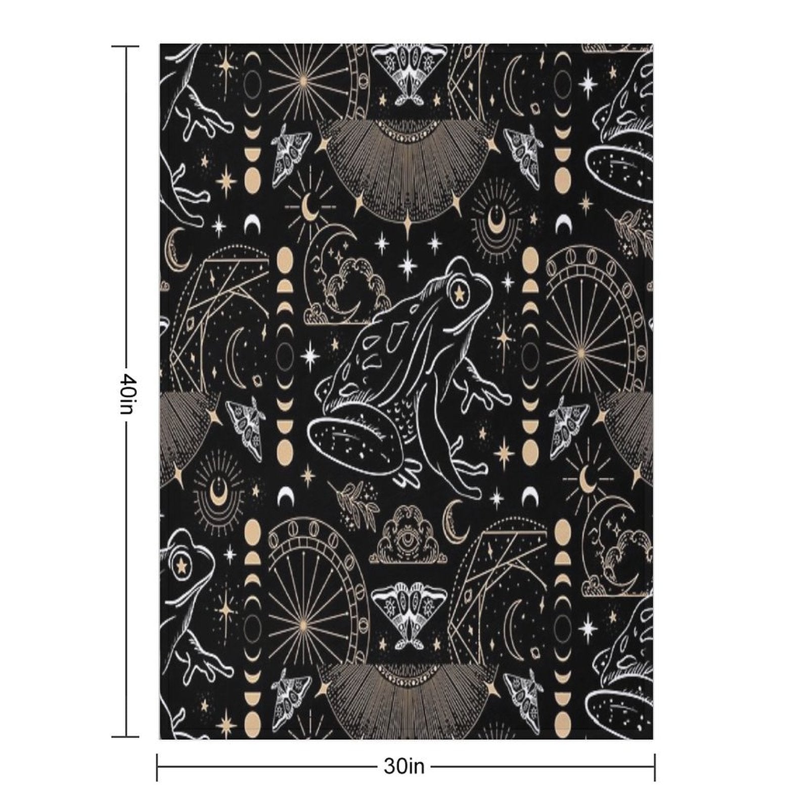 Dark Academia Gothic Frog Grunge Moon Phases Magic, Fairycore Occult Goth Fantasy Plush Throw Blanket