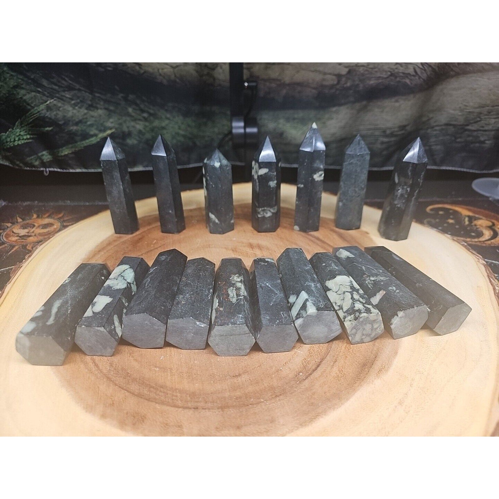 .74lbs Avg 4Pcs Natural Plum Blossom Jasper Crystal Point Tower Polished Healing | Crystal Points & Towers | Wiccan Center
