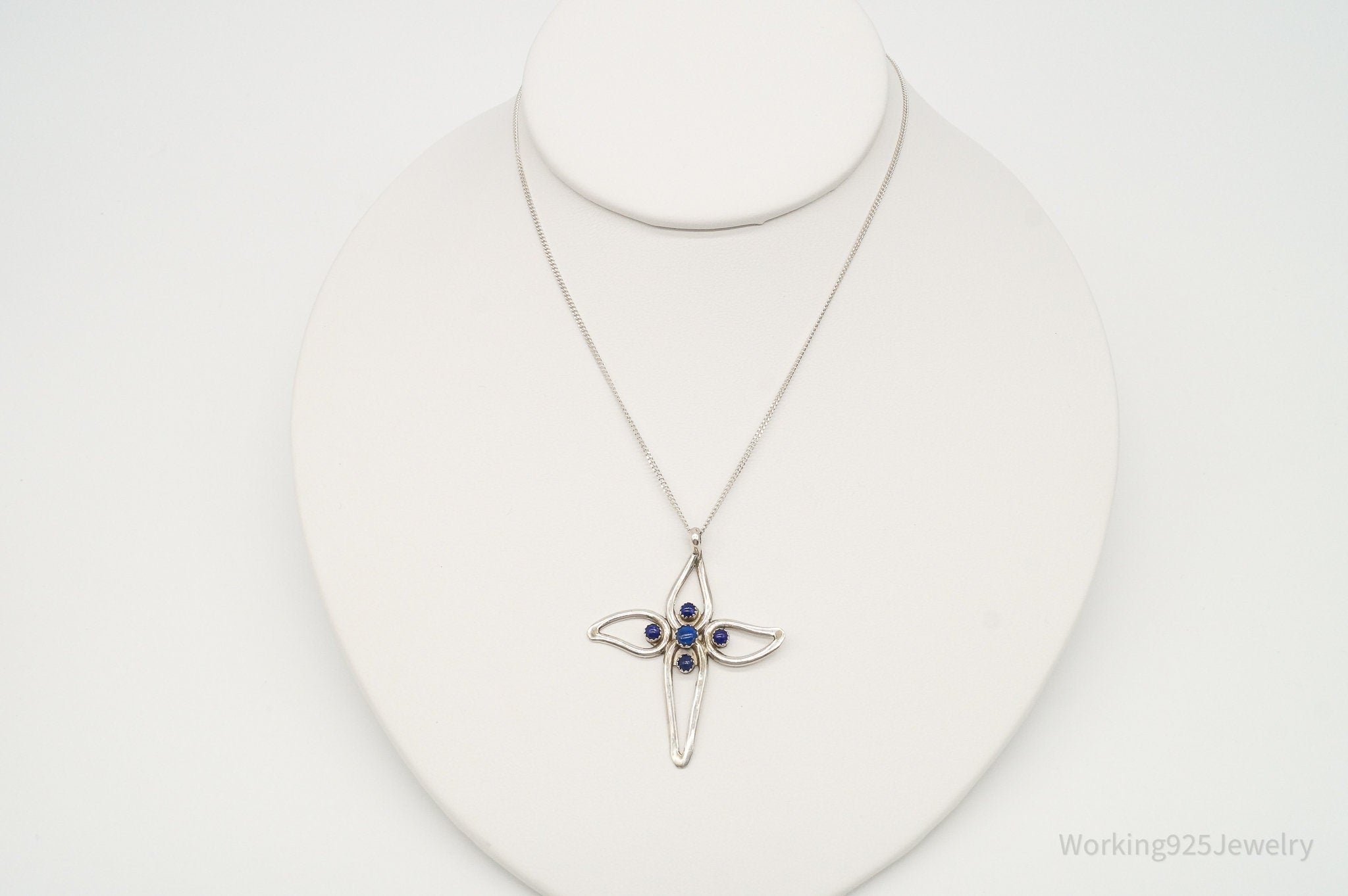 Vintage Native American FY Lapis Lazuli Sterling Silver Cross Necklace | Jewelry > Necklaces > Pendants | Wiccan Center
