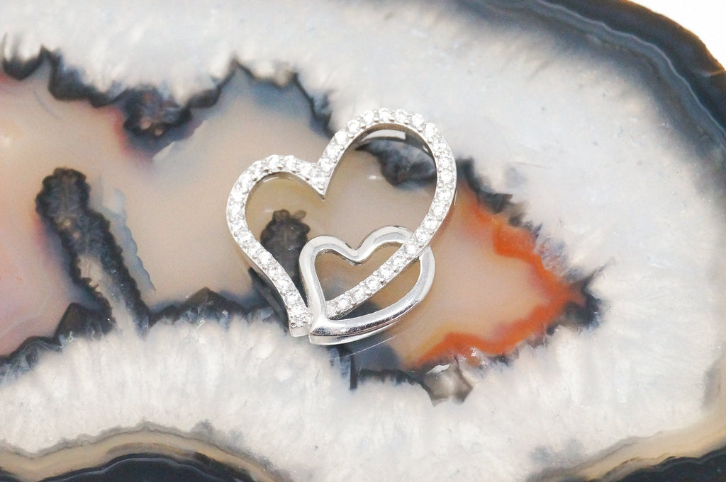 Vintage Open Hearts Collection CZ Sterling Silver Necklace Pendant | Jewelry > Necklaces > Pendants | Wiccan Center