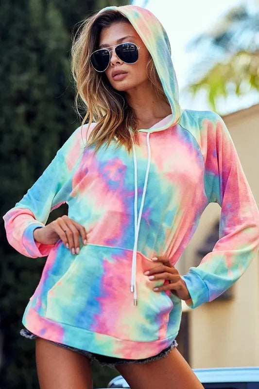 BiBi Tie Dye French Terry Hoodie with Kangaroo Pocket | | Wiccan Center