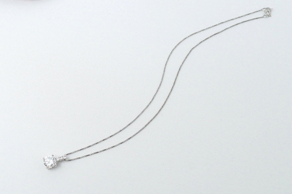 Lovely Large Simulated Diamond Sweetheart Necklace Sterling Silver 16" | Jewelry > Necklaces > Pendants | Wiccan Center