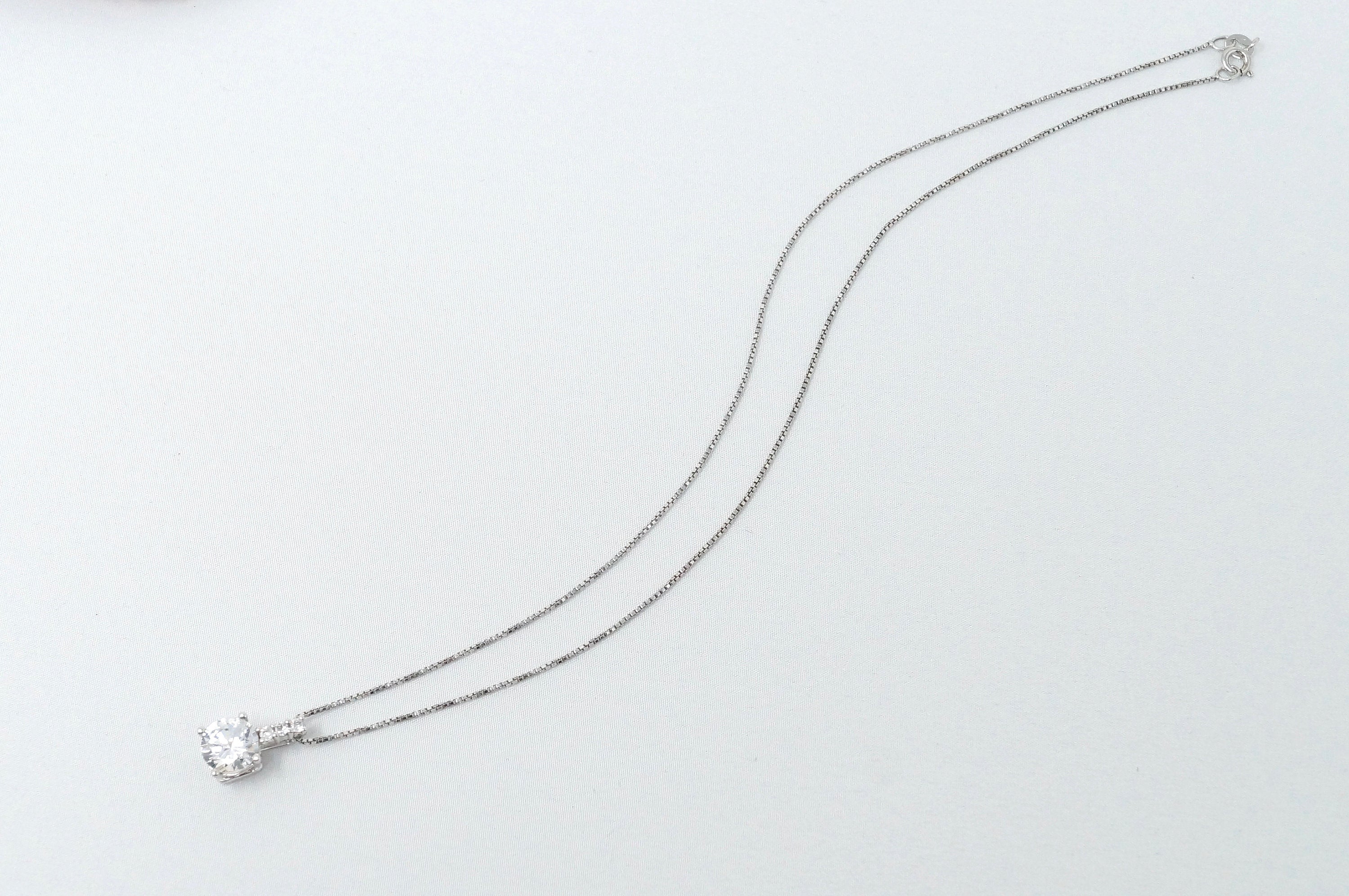 Lovely Large Simulated Diamond Sweetheart Necklace Sterling Silver 16" | Jewelry > Necklaces > Pendants | Wiccan Center