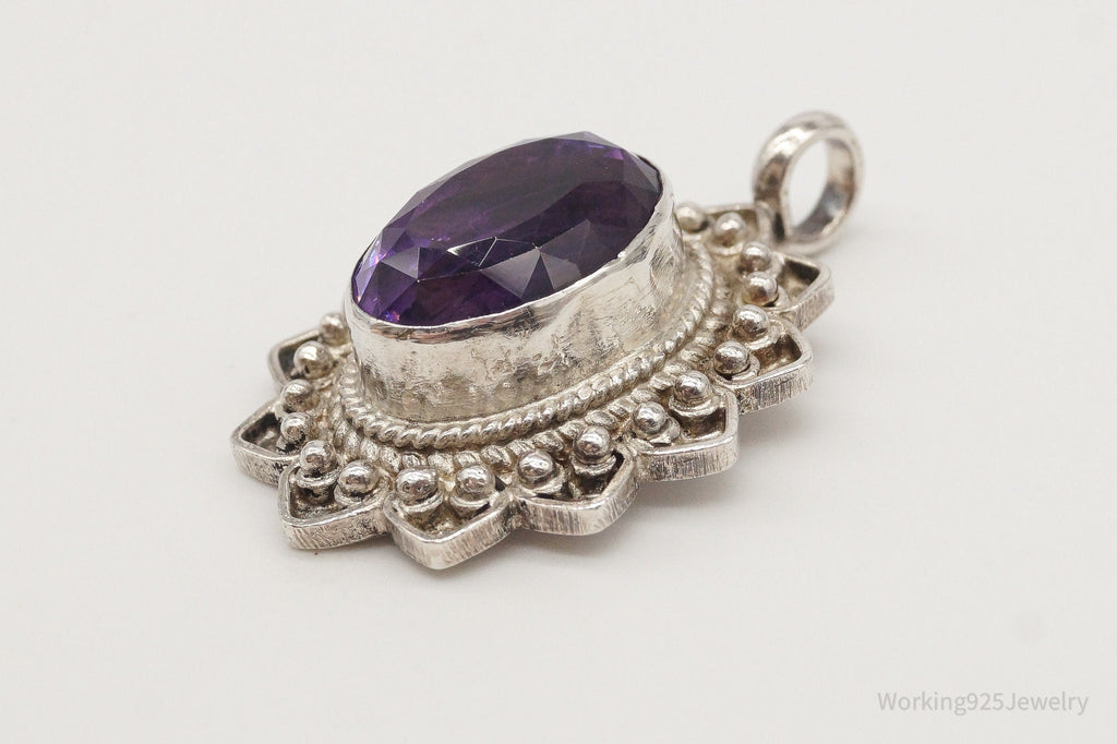 Vintage Large Amethyst Sterling Silver Pendant | Jewelry > Necklaces > Pendants | Wiccan Center