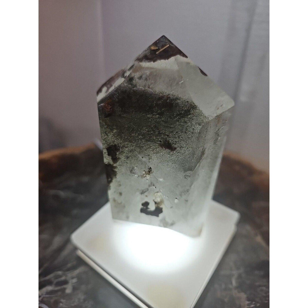 Madagascar Green Ghost Phantom Quartz Obelisk - 1.73LB Vitreous Healing Point | CrystalCloud Company | Crystal Points & Towers | Wiccan Center