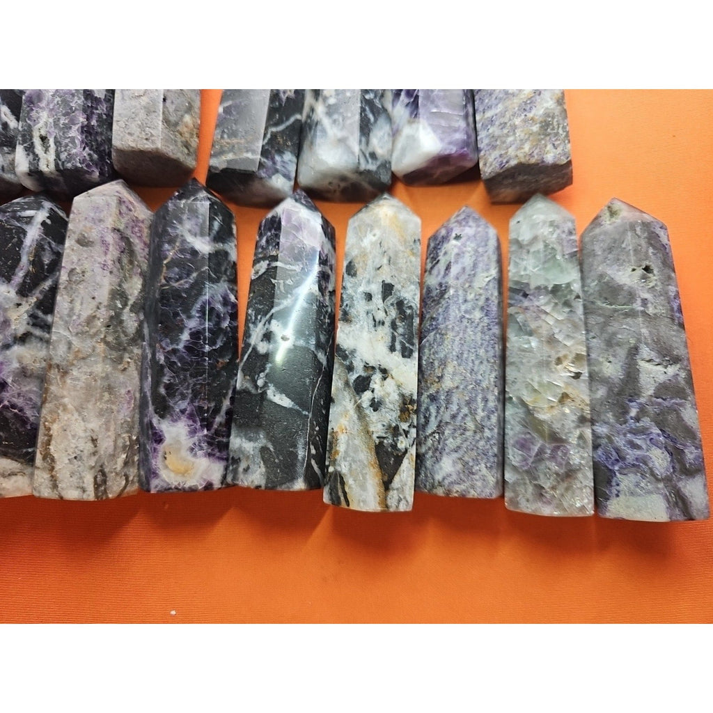 2Pcs Natural Rainbow Fluorite Quartz Crystal Point Tower Polished 4in Tall Avg | Crystal Points & Towers | Wiccan Center