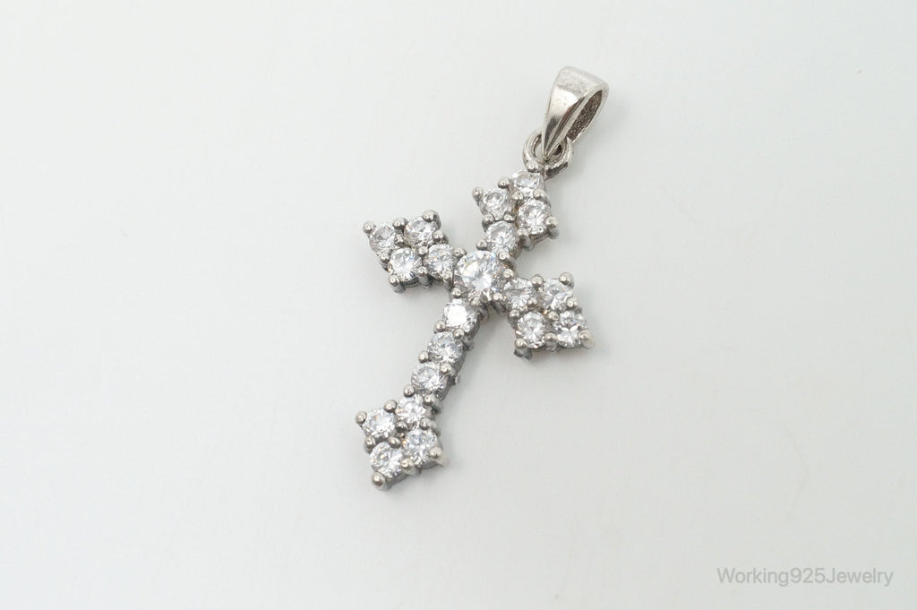 Vintage Cubic Zirconia Cross Sterling Silver Necklace Pendant | Jewelry > Necklaces > Pendants | Wiccan Center